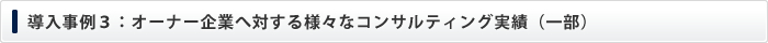 導入事例３：オーナー企業へ対する様々なコンサルティング実績（一部）