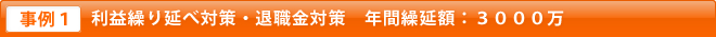事例1 利益繰り延べ対策・退職金対策　年間繰延額：３０００万